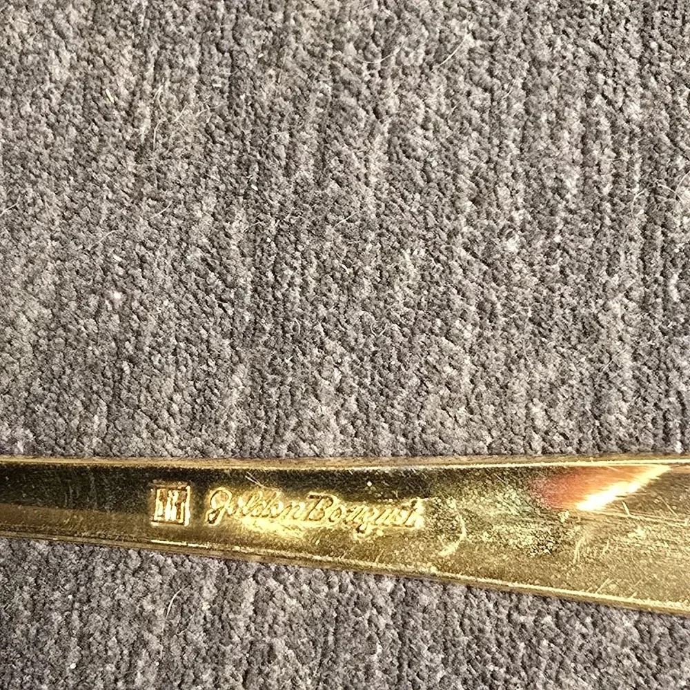 Vintage JH Carlyle Golden Bouquet Gold Electroplate‎ Squared Off Serving Spoon